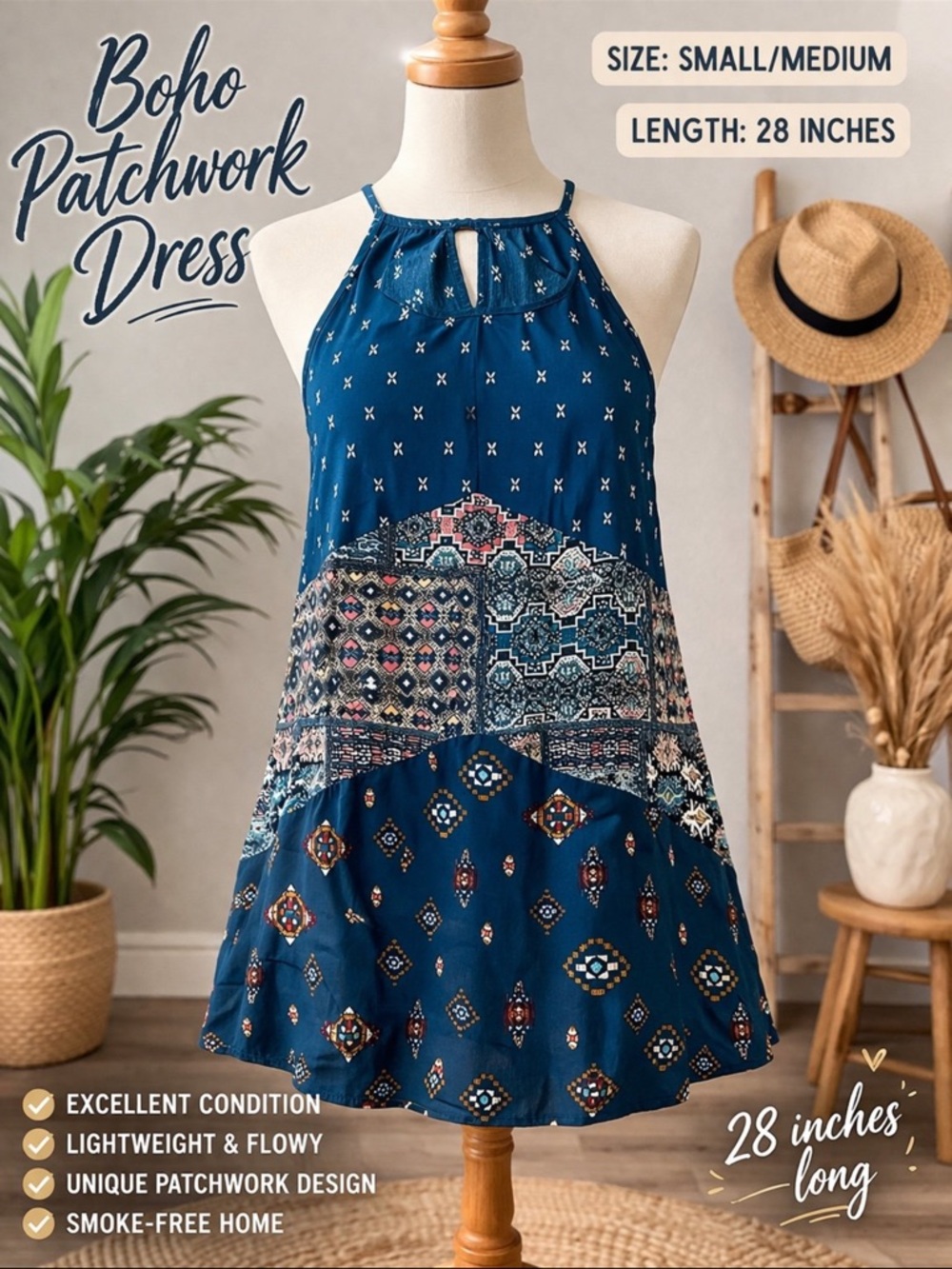 Authentic 90’s Bohemian Patchwork Dress